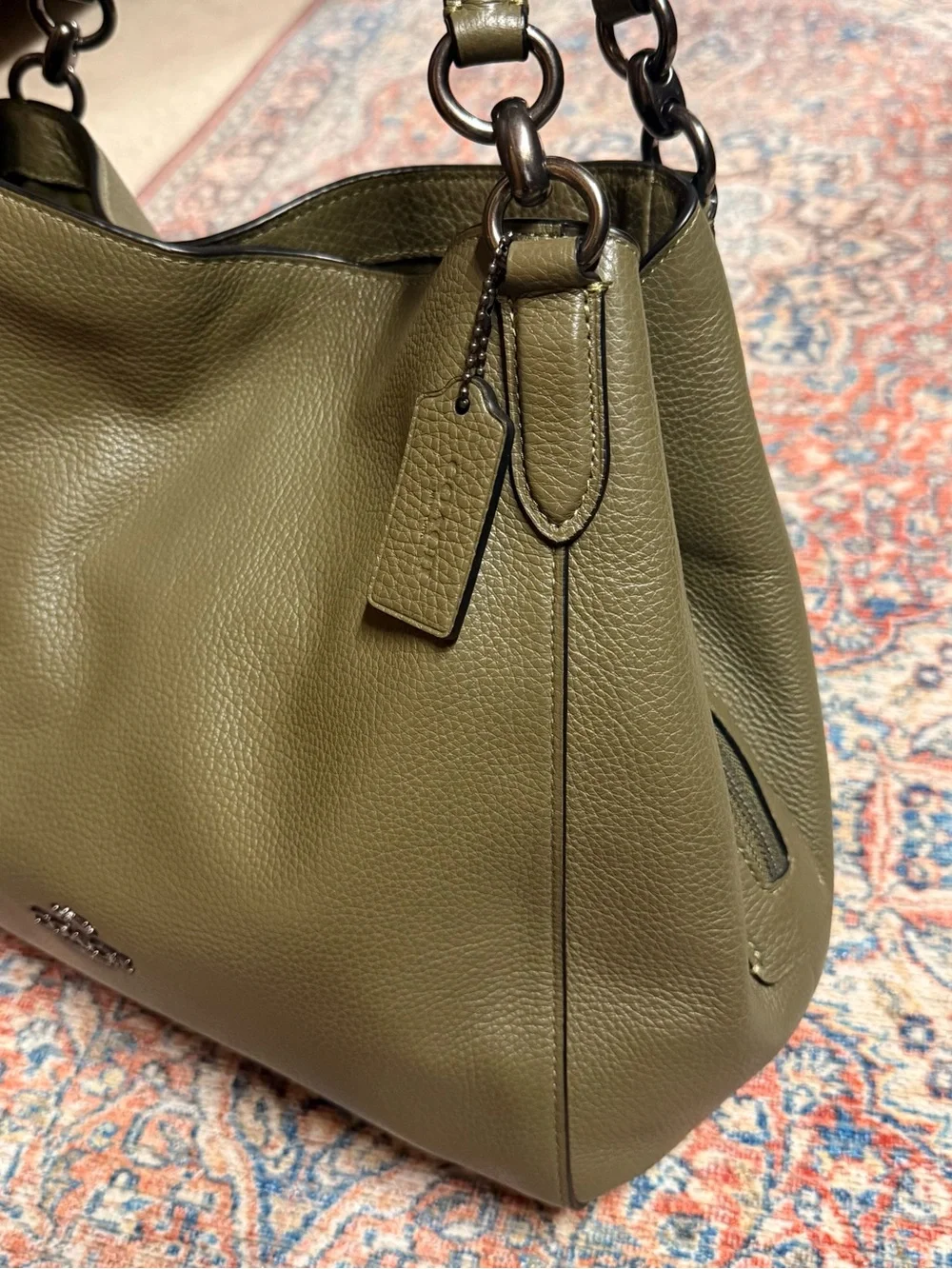 Coach Edie Pebbled Leather Shoulder Green